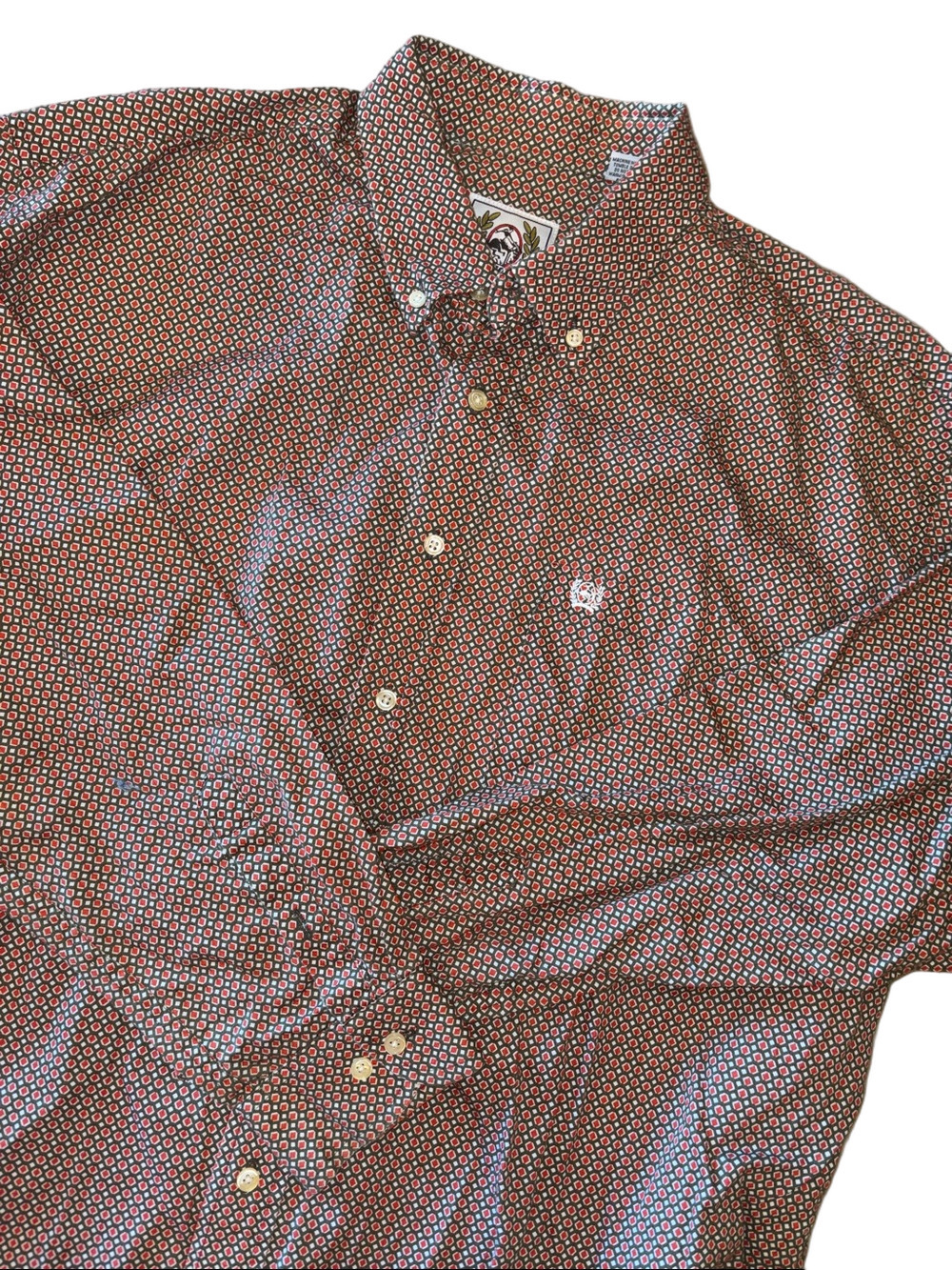 CINCH Long Sleeve Button Down Shirt Geometric Pattern Western Wear Men's L